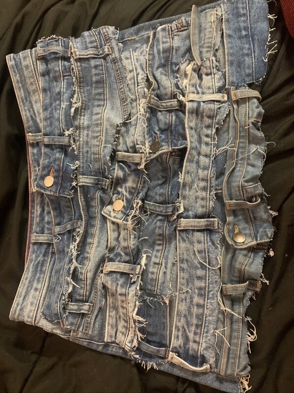Custom Distressed Demin Skirt