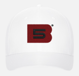 B5 Embroidered Baseball Cap, White w/Red &amp; Black Logo