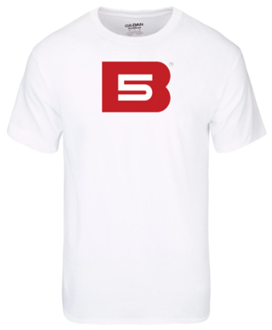 B5 T-Shirt, White w/ Red &amp; White B5 Logo