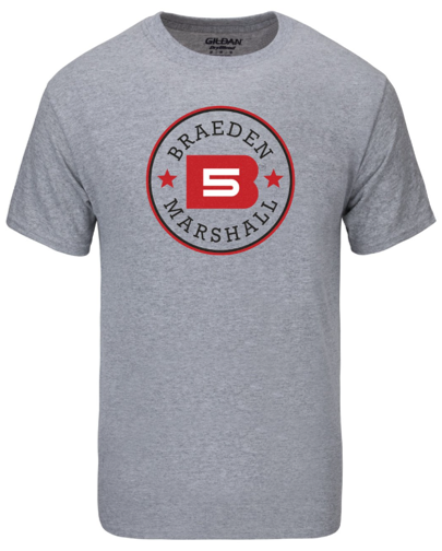 B5 T-Shirt, Grey w/ Red &amp; White Main B5 Logo