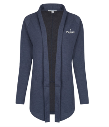 PEEPS Embroidered Ladies Cardigan Polo - Blue w/White Logo
