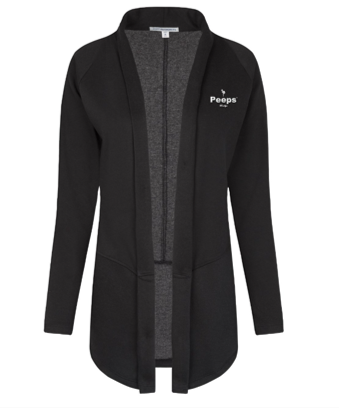 PEEPS Embroidered Ladies Cardigan Polo - Charcoal Grey w/White Logo