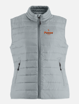 PEEPS Ladies Embroidered Puffer Vest - Light Grey w/Red Logo