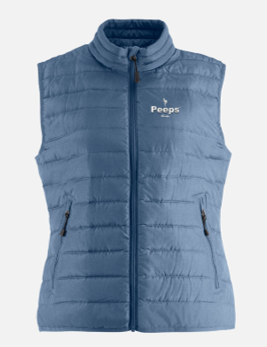 PEEPS Ladies Embroidered Puffer Vest - Blue w/White Logo
