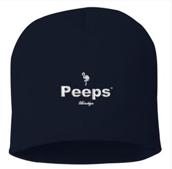 PEEPS Embroidered Beanie, Navy w/White Logo