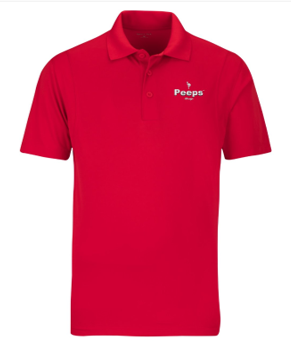 PEEPS Embroidered Polo Shirt - Red w/White Logo