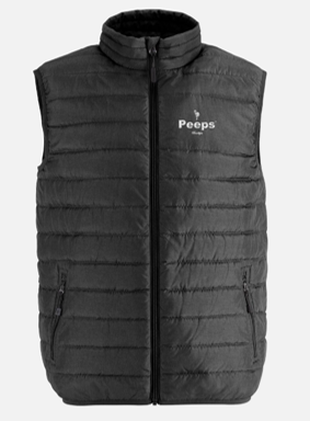 PEEPS Men&#39;s Embroidered Puffer Vest - Charcoal Grey w/White Logo