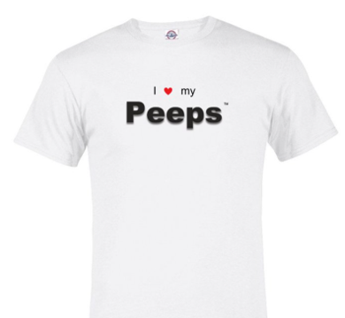 PEEPS Love T-Shirt, White w/Black Logo