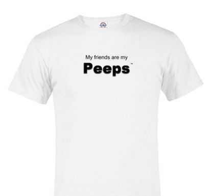 PEEPS Friends T-Shirt, White w/Black Logo