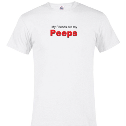 PEEPS Friends T-Shirt, White w/Red Logo