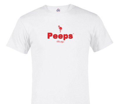 PEEPS Brand T-Shirt, White w/Red Logo