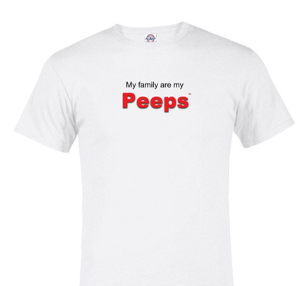 PEEPS Family T-Shirt, White w/Red Logo
