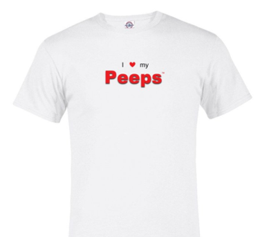 PEEPS Love T-Shirt, White w/Red Logo