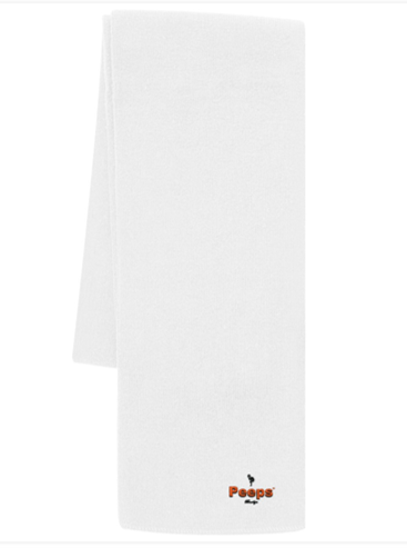 PEEPS Embroidered Scarf, White w/Red &amp; Black Logo