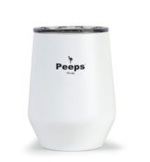 PEEPS Brand Wine Tumbler - White w/Black Logo