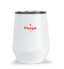 PEEPS Brand Wine Tumbler - White w/Red Logo
