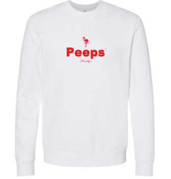 PEEPS Cozy Fleece Sweatshirt - White w/Red Logo