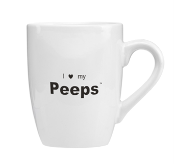 PEEPS Kenn Ceramic Mug 14 oz - White w/Black Logo
