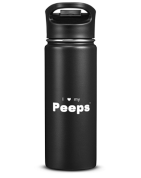 PEEPS Brand Water Bottle - Black w/White Logo