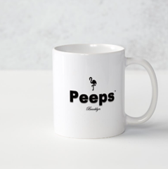 PEEPS Brand Ceramic Mug 11 oz - White w/Black Logo