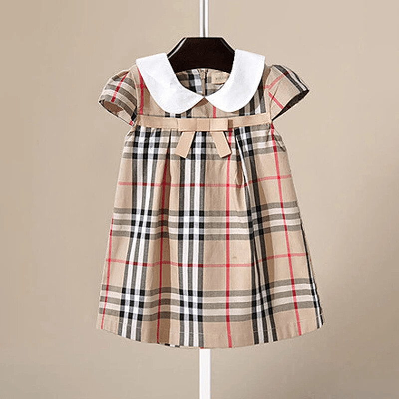 Lapel Collar Plaid Dress