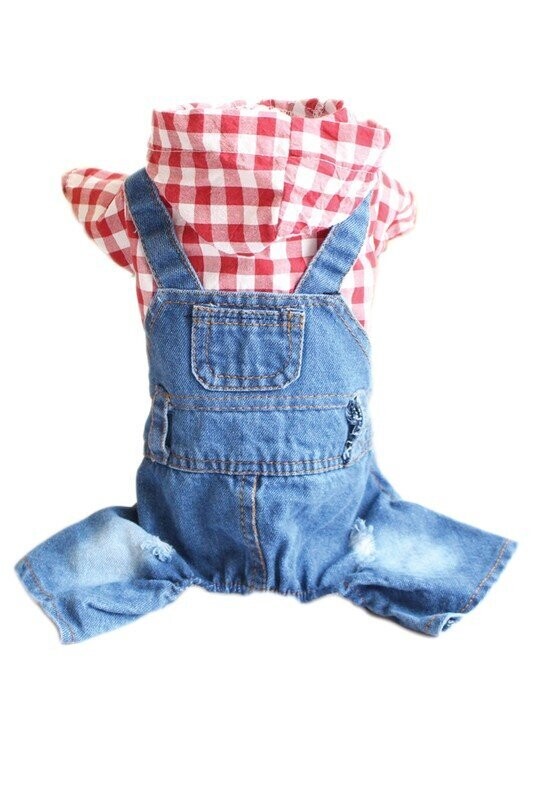 Denim Overall/Plaid Top