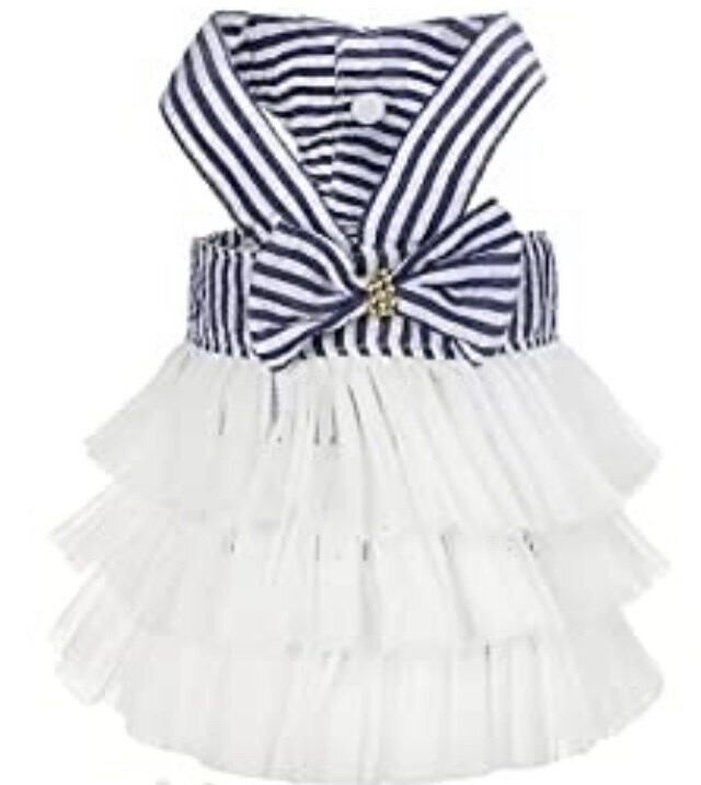 Pet Princess Dresses-Blue and White