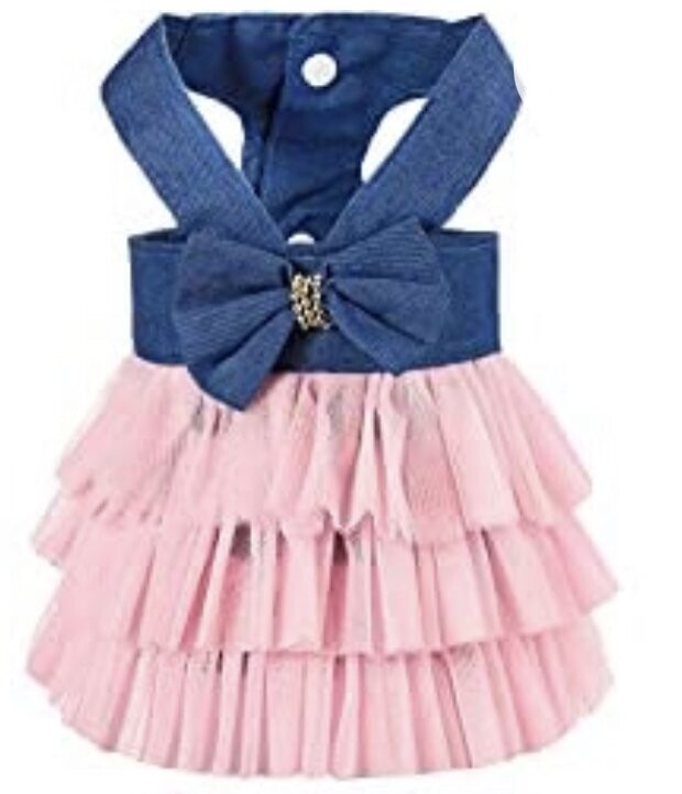 Pet Princess Dresses- Denim and Pink