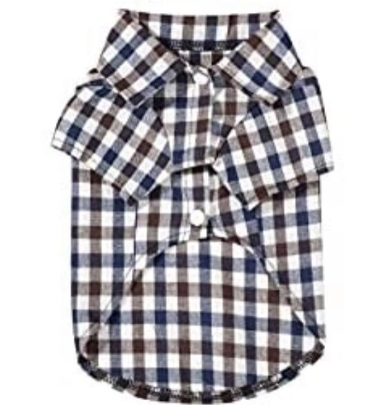 Pet Plaid Shirt-Brown and Blue