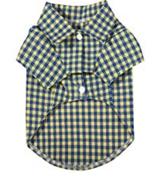 Pet Plaid Shirt-Blue and Yellow