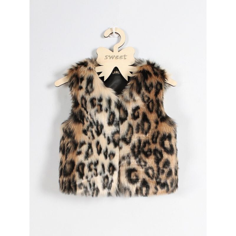Leopard Print Faux Fur Vest