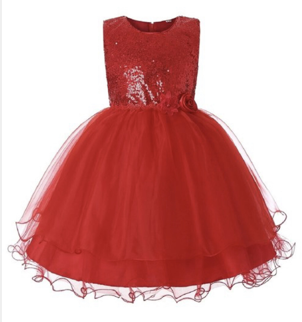 Girls Sleeveless  Princess Dress-Red