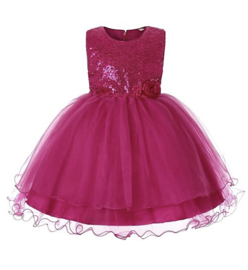 Girls Sleeveless  Princess Dress-Pink
