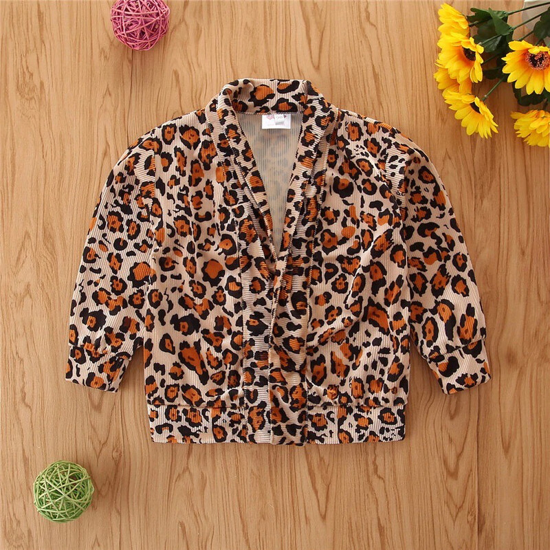 Girls Long Sleeved Leopard Cardigan