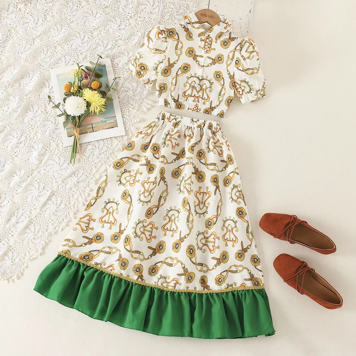 Baroque Print Skirt Set