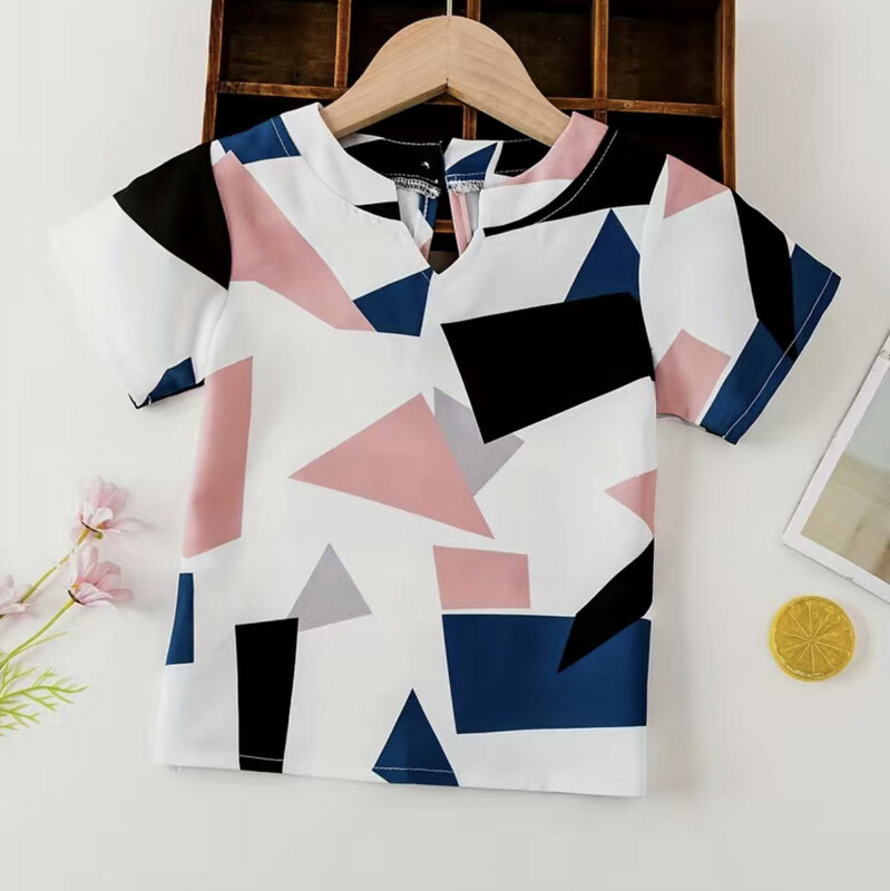 Girls Abstract Casual Round Neck Top