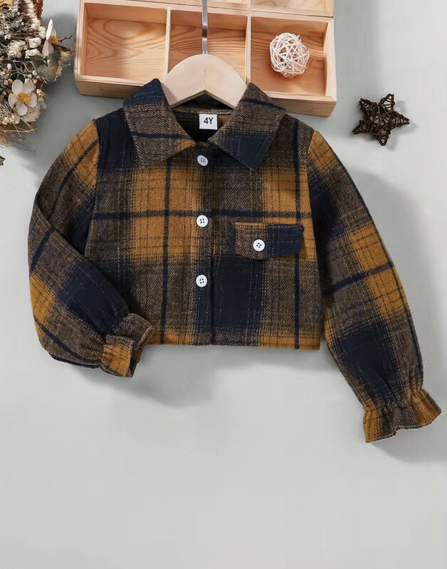Classic Plaid  British Style Button Down Collared Jacket/Shirt