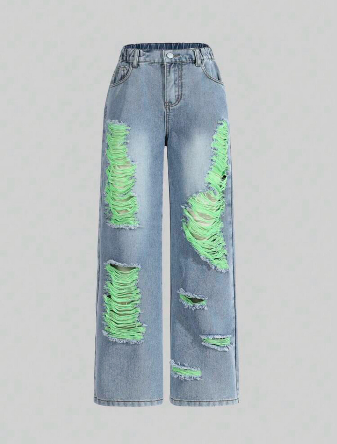 Street-Style Ripped Jeans w/ Colored Accents