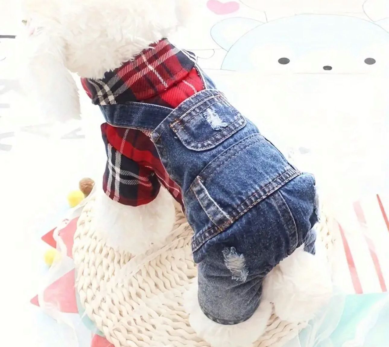 Trendy Grid Dog Fashion Overalls