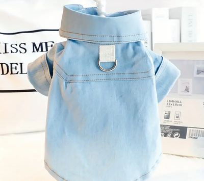 Pet Denim Shirt Jacket with Snap Button Closure