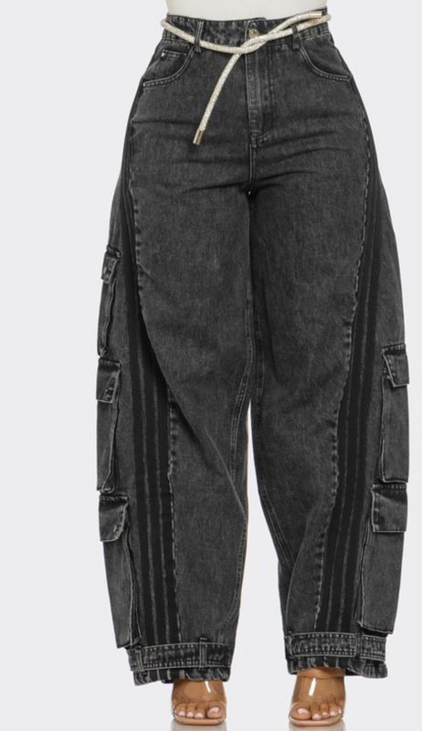 Good Intentions Cargo Jeans- Black Wash