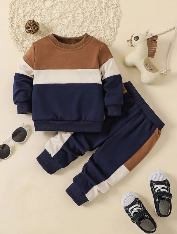 Color Block Stitching Sweatshirt & Casual Pants