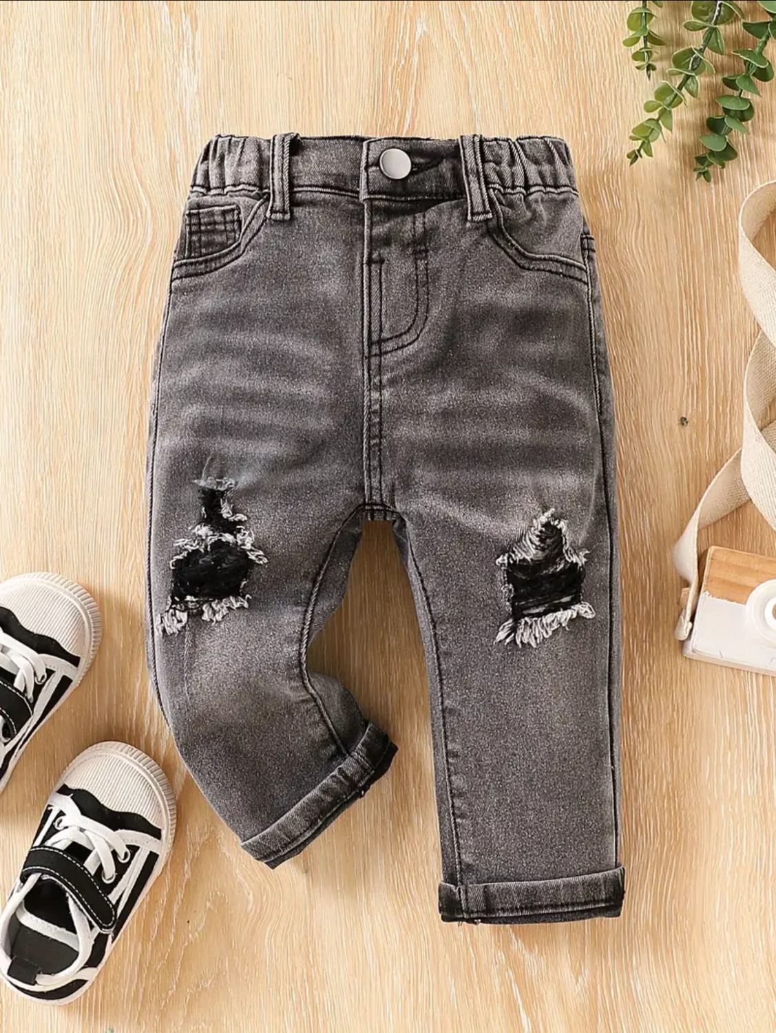 Boys' Distressed Gray Denim Jeans