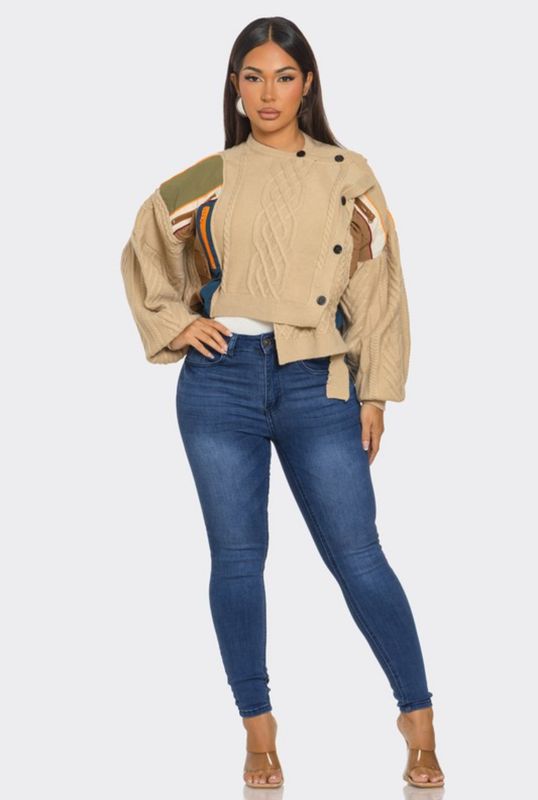 Making Moves Asymmetrical Patchwork Sweater