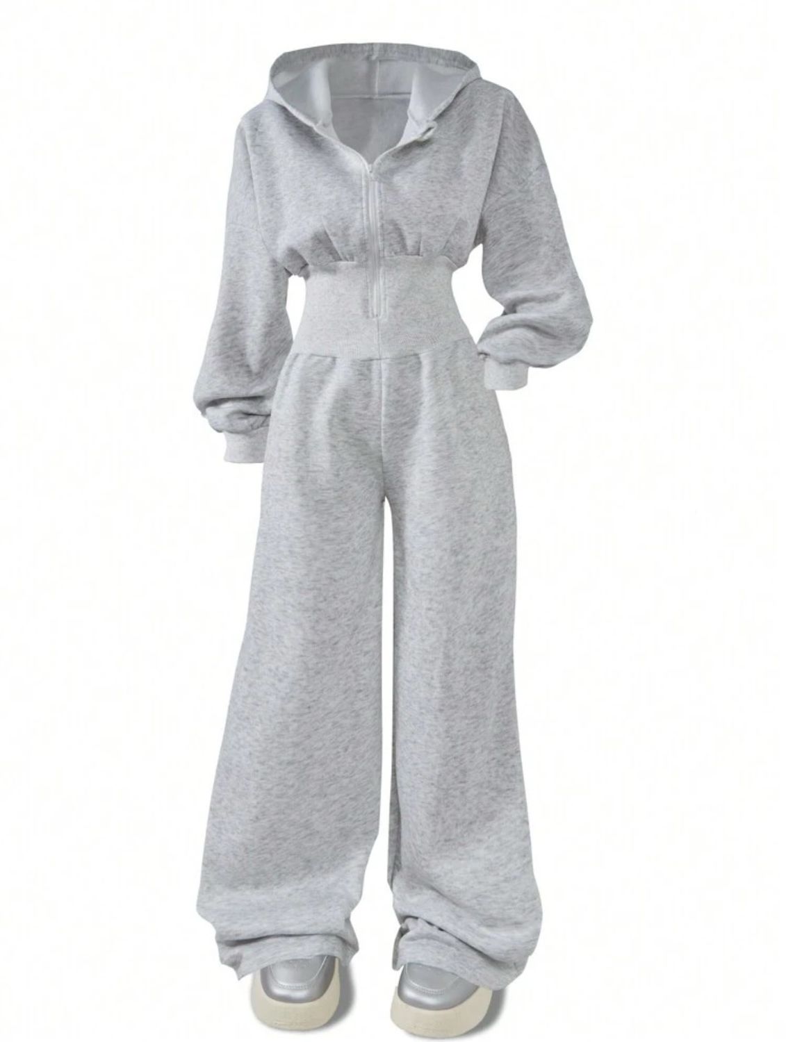 Hooded Long Sleeve Zip-Front Jumpsuit