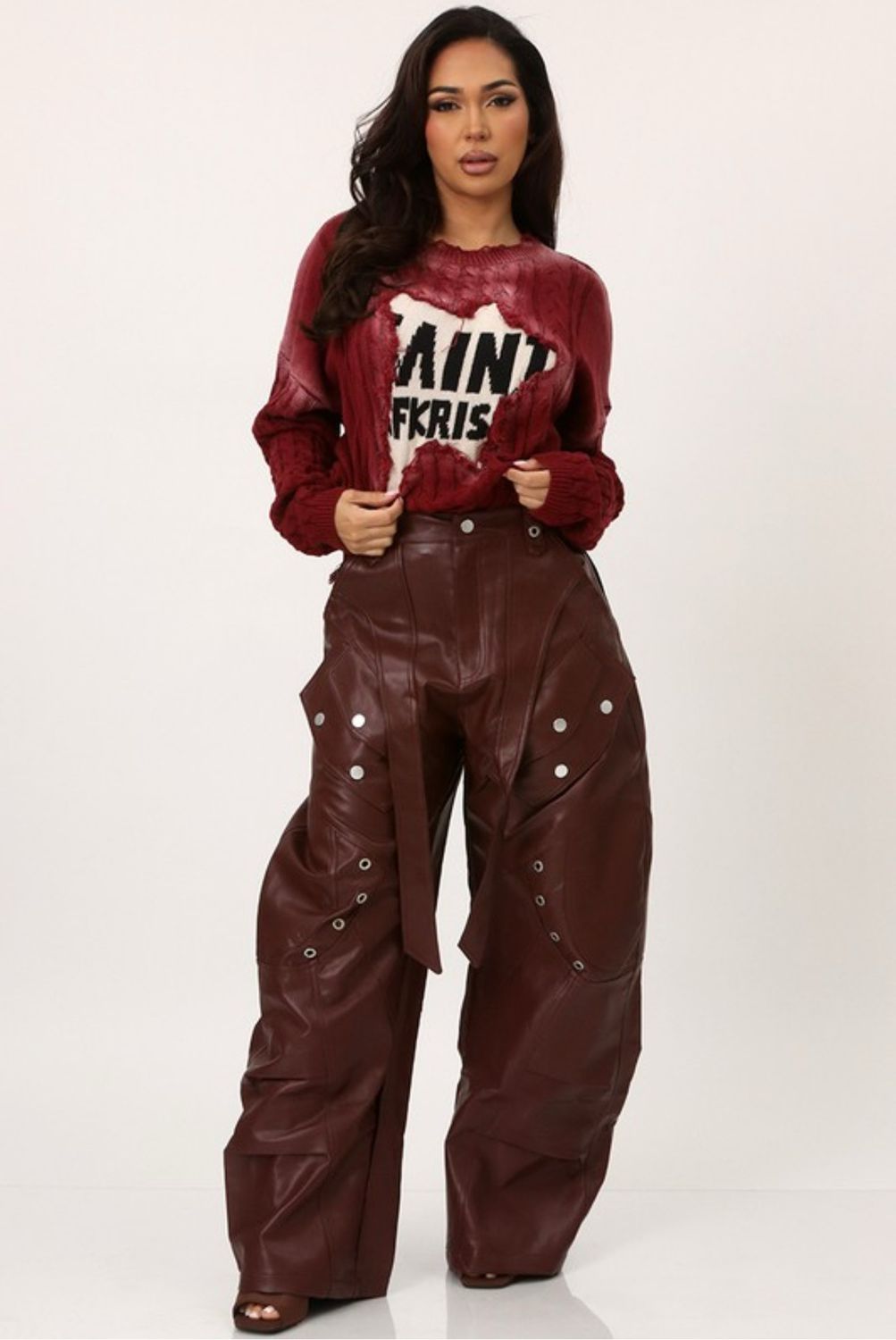 City Is Mine Faux Leather Cargo Pant