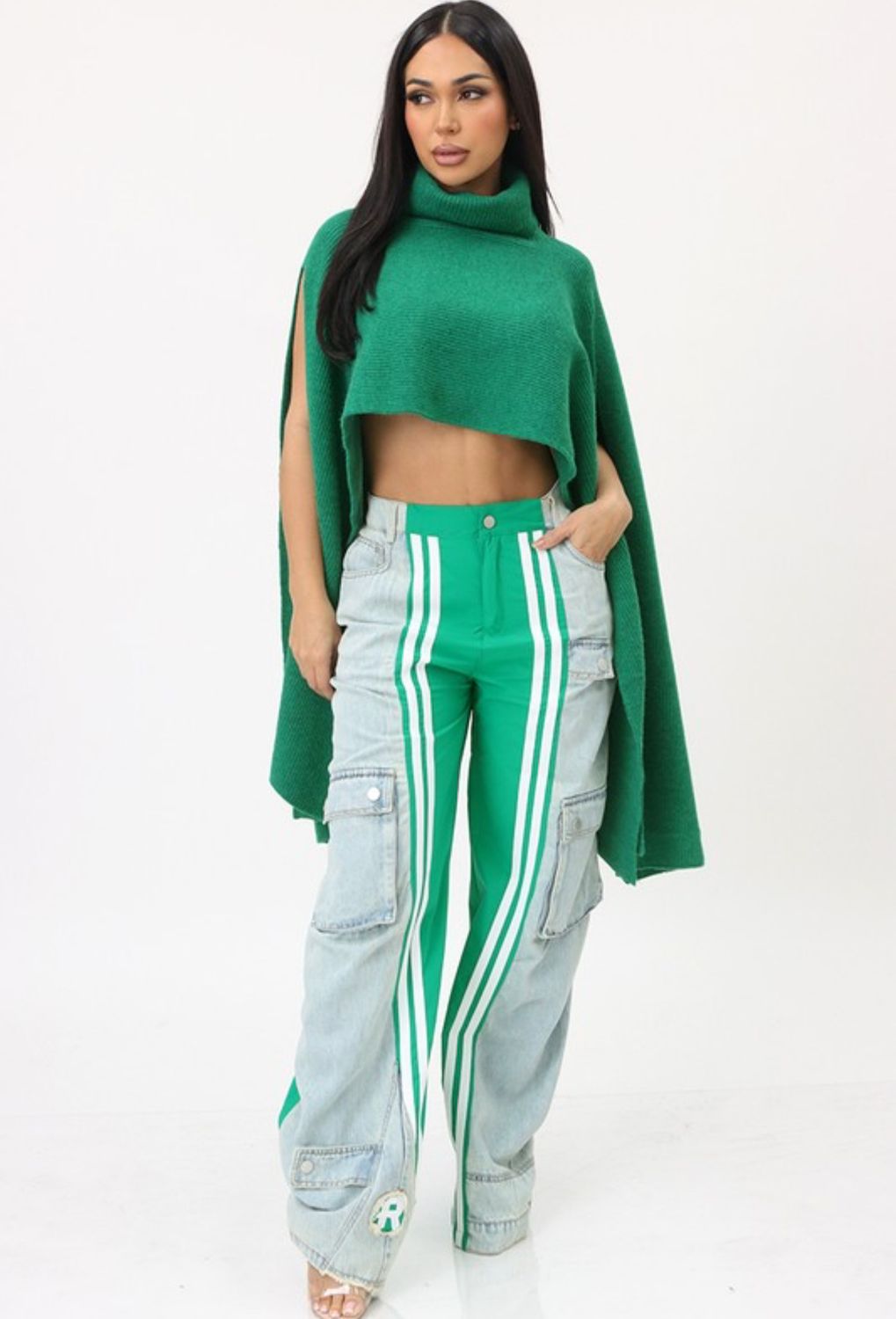 Courtside Cutie Denim Mix Cargo Pants