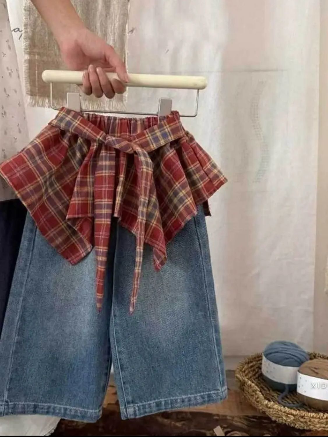 Girls' Vintage Western Style Denim Skirt Pants