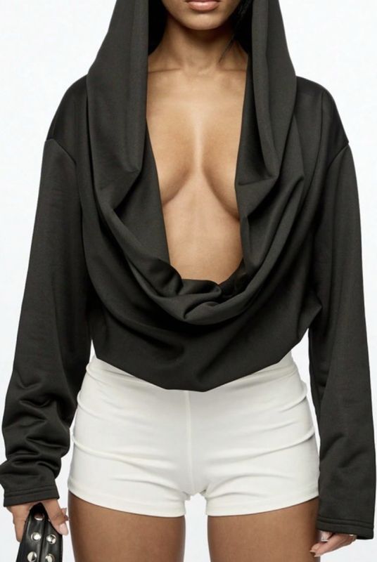 Multi Way Layered Hooded Sweatshirt - Black