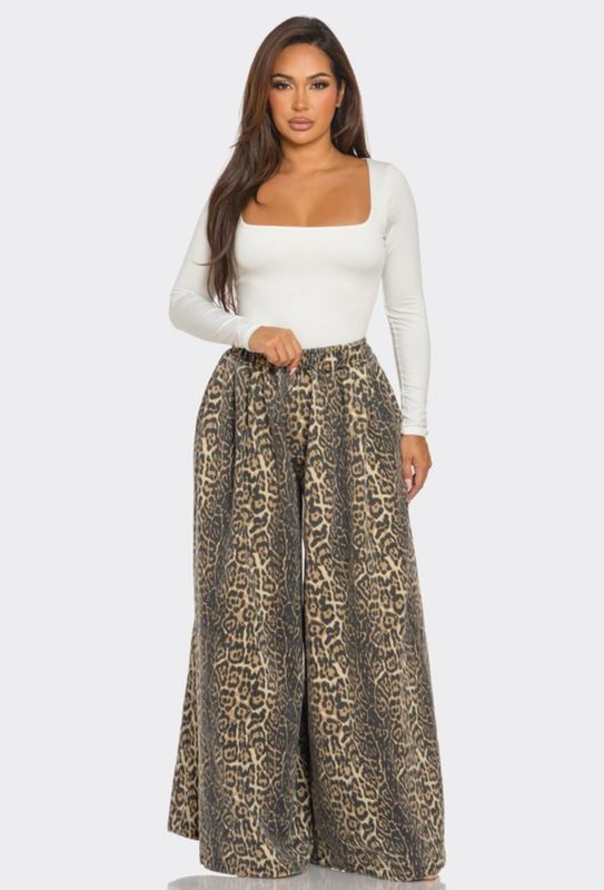 Wild One Leopard Wide Leg Pants